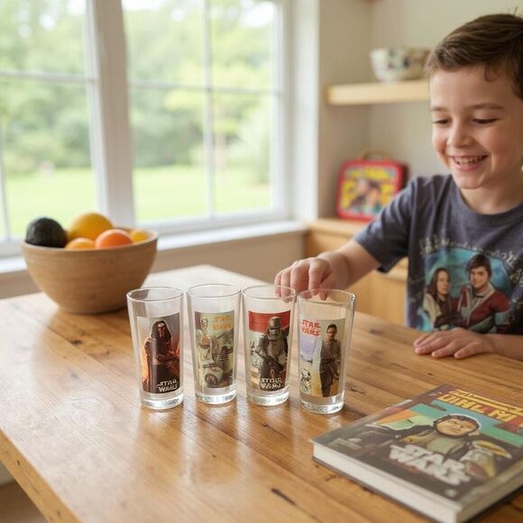 Disney Star Wars: The Force Awakens – Set of 4 Collectible 10oz Glasses New - Picture 8 of 8